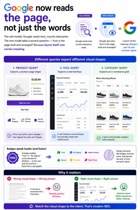 Visual Semantic SEO — layout, entities, and page shape as ranking signals